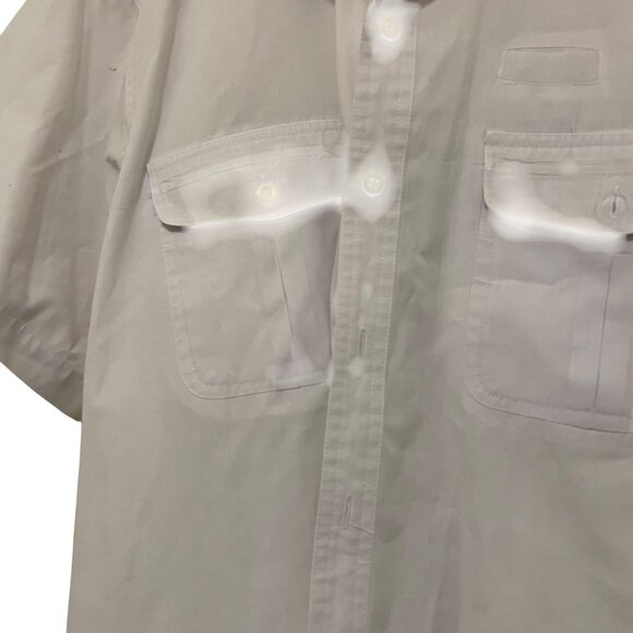 Haband Travelers Mens White Short Sleeve Button Down Shirt LG Dual Chest Pockets - Picture 4 of 6